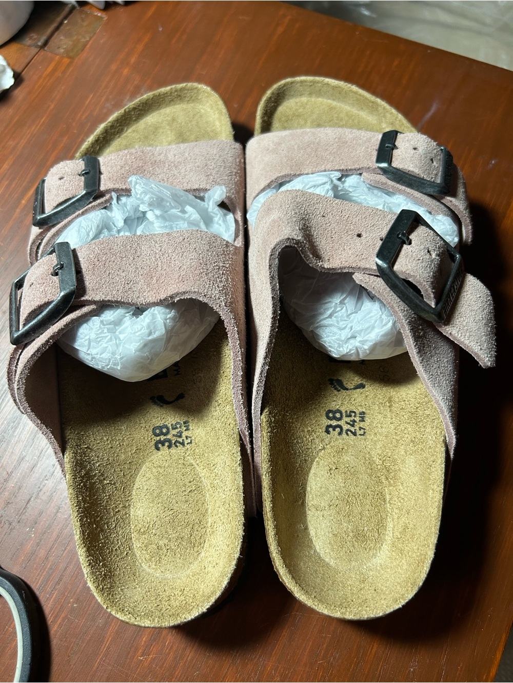 Birkenstock Kids Double-Buckle Suede Slide Sandals in Light Pink